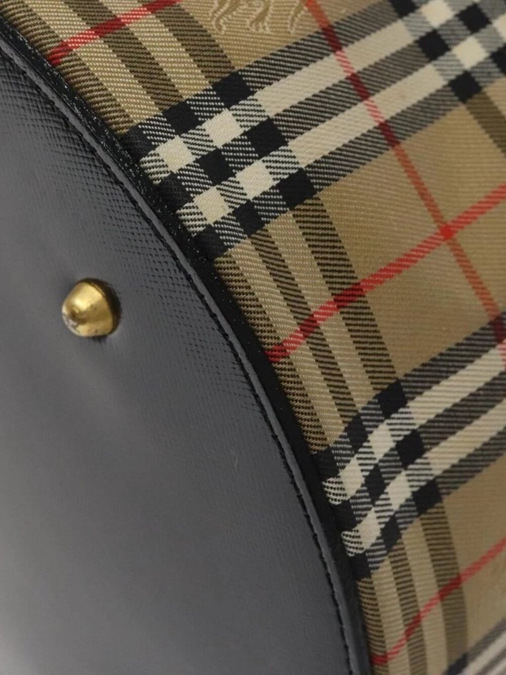 Burberrys Nova Check Hand Bag Canvas Beige Gold Auth 120481 - Picture 14 of 16